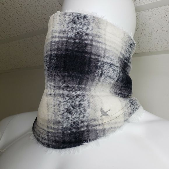 Eddie Bauer Winter Fleece Neck Warmer Shell Lining with Pull String Plaid Print - Picture 5 of 12